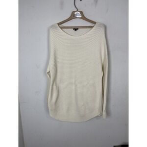 Talbots Women's L Cream Ribbed Knit Pullover Sweater 70% Nylon 30% Lambswool